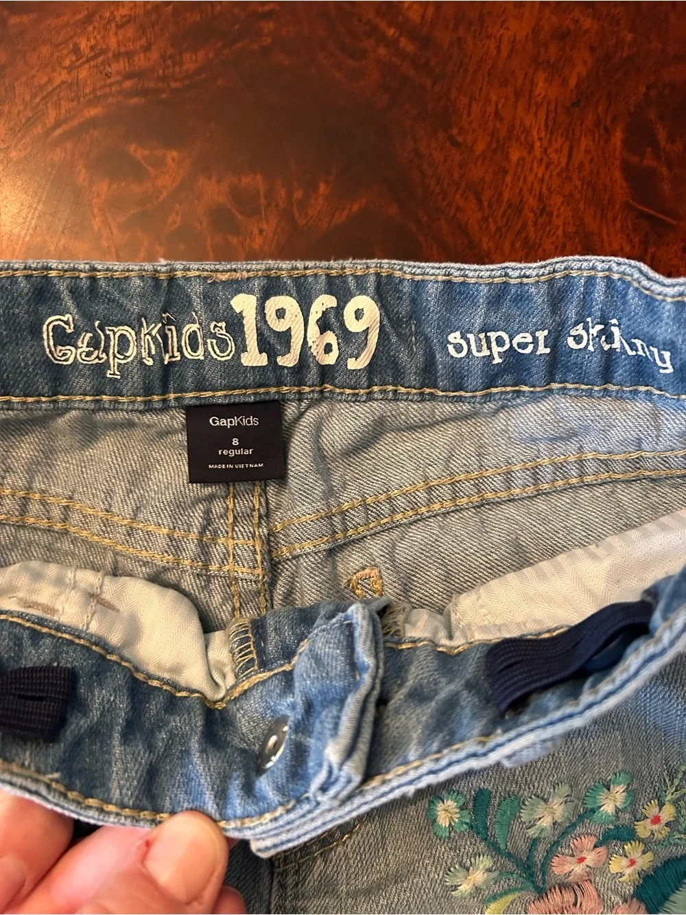 Gap Kids 1969 super skinny embroidered skimmer jeans size 8